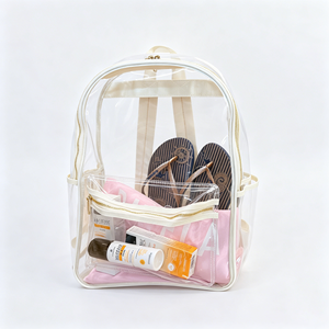 Spedizione Rapida, Borsa da Viaggio Estiva Trasparente Impermeabile di Grande Capacità, Zaino in PVC con Finiture Colorate, Borsa da Spiaggia Trasparente - Product Image 2