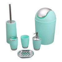Les accessoires de salle de bain en plastique BX comprennent un porte-brosse à dents, une tasse de brosse à dents, un distributeur de savon, un porte-brosse de toilette, une poubelle, un gobelet