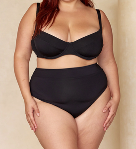 Vente en gros directe usine OEM Logo personnalisé Noir Spandex Nylon Balconette à armatures Taille haute Deux pièces Maillot de bain bikini pour femme - Product Image 3