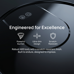 Aspirateur robot intelligent noir élégant avec fonctions 3-en-1 : balayage, lavage et aspiration, contrôle par application, recharge automatique pour sols durs et poils d'animaux - Product Image 6