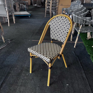 Sillas de ratán de estilo francés baratas, silla de bistró de ratán de aluminio de Color blanco y negro y mesas de exterior a la venta - Product Image 6