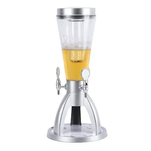 Customized 3L 4L Plastic Beer Tower Draft Juicer Beverage Dispenser Drink Tower With Ice Tube Cooling Beer Dispenser