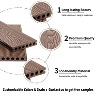 Nouvelle conception de planches de terrasse composites creuses aspect teck pour piscine, en bois plastique recyclé, idéales pour projets de maison de plage et de jardin.