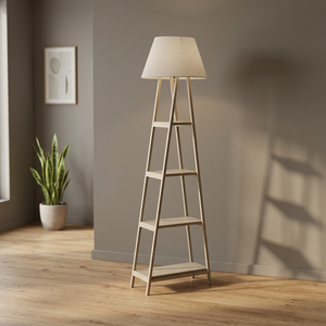 Lámpara de Pie Moderna con Trípode, Marco de Madera y Pantalla Cónica de Papel, Luz LED Blanca Cálida, Tamaño Grande para Decoración de Dormitorio y Hogar - Product Image 2