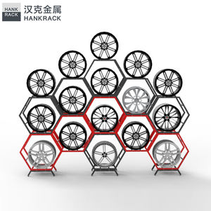 हेक्सागोनल व्हील रैक डिस्प्ले व्हील स्टोरेज रैक रिम/रिम भंडारण रैक लाल + काला - Product Image 1