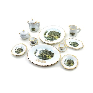 Accessoires pour maison de poupée 1:12, vaisselle et service à <span class=keywords><strong>thé</strong></span> en céramique miniature de 14 pièces avec motif <span class=keywords><strong>Louvre</strong></span> - Product Image 1