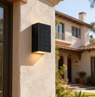 Lampe murale solaire LED extérieure étanche en aluminium, design moderne haut/bas, batterie rechargeable, blanc chaud pour jardin