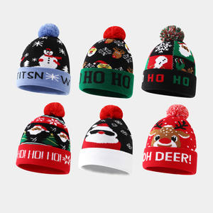 Gorro de Punto con Botones de Jacquard con Bordes Volteados, con Elementos Navideños de Muñeco de Nieve, Reno y Árbol, de Spandex/Algodón, para Hombre, Cálido, para Orejas, 48-50 cm de Diámetro - Product Image 2