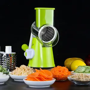 hand food mini stainless steel rotary vegetable cheese shredder cheese grater machine with container handle