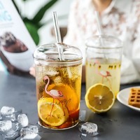 Gobelet en verre de style coréen créatif, grande capacité, pour eau et jus, avec couvercle transparent pour filles