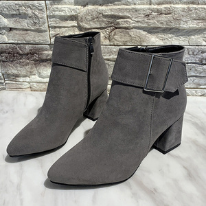 <span class=keywords><strong>Botas</strong></span> de Ante con Tacón Alto y Grueso, Hebilla en el Tobillo y Punta Puntiaguda para Mujer, Otoño/Invierno - Product Image 5