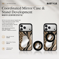 Boîte Cadeau Luxe en Gros OEM Miroir de Maquillage Magnétique Imprimé Léopard Ensemble Assorti Coque de Téléphone Bumper pour iPhone 18 17 16 15 Pro Max