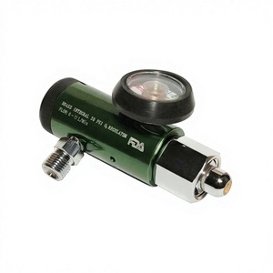 Régulateur <span class=keywords><strong>de</strong></span> pression d'oxygène médical mini CGA540 CGA870 3000 PSI avec sortie 50 PSI, débit réglable et connexion DISS BARB - Product Image 1