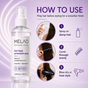MELAO Hair Heat Protectant <b>Spray</b> Leave-In Conditioning Mist 8.45 fl oz Heat Protection for Damaged Hair Women - Product Image 3