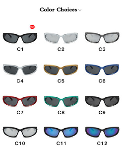 Lunettes de soleil sportives personnalisées UV400 tendance 2026 pour hommes et femmes, montures futuristes jaunes, rouges et bleues en <span class=keywords><strong>PC</strong></span> - Product Image 4