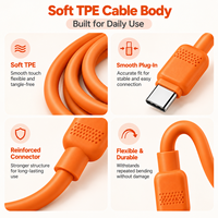 Câble de charge rapide USB-C 2-en-1 détachable 1,5 m TPE pour utilisation en voyage multi-appareils