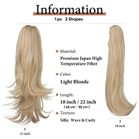 Deux styles en un : Extensions de cheveux synthétiques naturelles à pince, résistantes à la chaleur, pour femmes