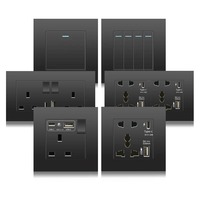 Prise PC noire avec chargeur rapide USB de type C Interrupteurs et prises électriques muraux UK Malta Maldives