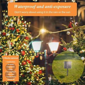 Guirlande lumineuse LED en fil de cuivre solaire pour extérieur, décoration de Noël, sapin, fête, avec boîte à piles USB, télécommande, 8 modes, guirlande lumineuse féerique - Product Image 2