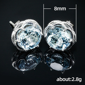Orecchini a Perno con Cristalli Blu per Donne, Eleganti Accessori per Ufficio e Uso Quotidiano - Product Image 4