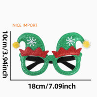 Décorations de Noël vertes en forme de sapin, lunettes jaunes, lunettes de Noël, fournitures de fête pour enfants, articles de Noël, montures