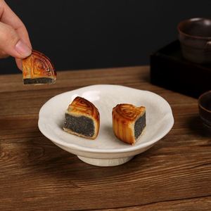 8 Designs Lovely Snack Dish Chinese-style Six-petal Tea Cake <b>Plate</b> <b>Ceramic</b> Borneol Fruit Cake Nut Highleg Tray <b>Ceramic</b> <b>Plate</b> - Product Image 4