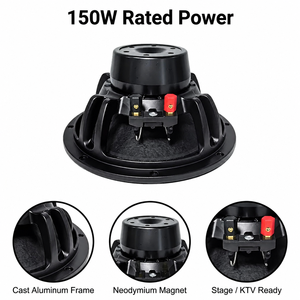 LS HD08N12 Altoparlante Mid-Bass da 8 Pollici <span class=keywords><strong>16</strong></span> <span class=keywords><strong>Ohm</strong></span> al Neodimio, Alta Sensibilità 92dB, Woofer Audio Professionale 150W AES, Guscio in Metallo per Line Array - Product Image 2