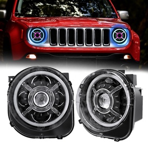 Faro Delantero Izquierdo Halógeno Para Jeep Renegade 2015-2018 - Con Carcasa Cromada, Lente Transparente