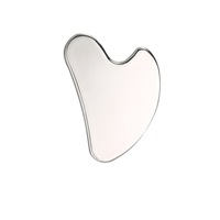 Planche Gua Sha en acier inoxydable en forme de cœur avec logo personnalisé, rouleau de jade, outil de massage multifonctionnel pour le visage Huiying GS057
