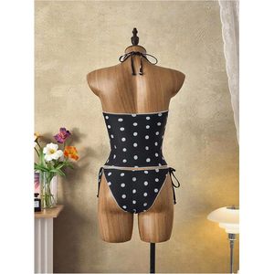 FOXA Maillot de bain tankini 2 pièces à pois pour femme, dos nu, style Y2k Coquette - Product Image 3