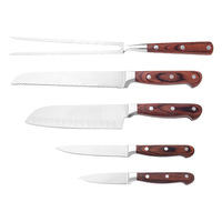 Hoogwaardig gekleurd houten handvat 3Cr13 roestvrijstalen keukenmessenset bakvork brood Santoku utility schilmes fruitmes