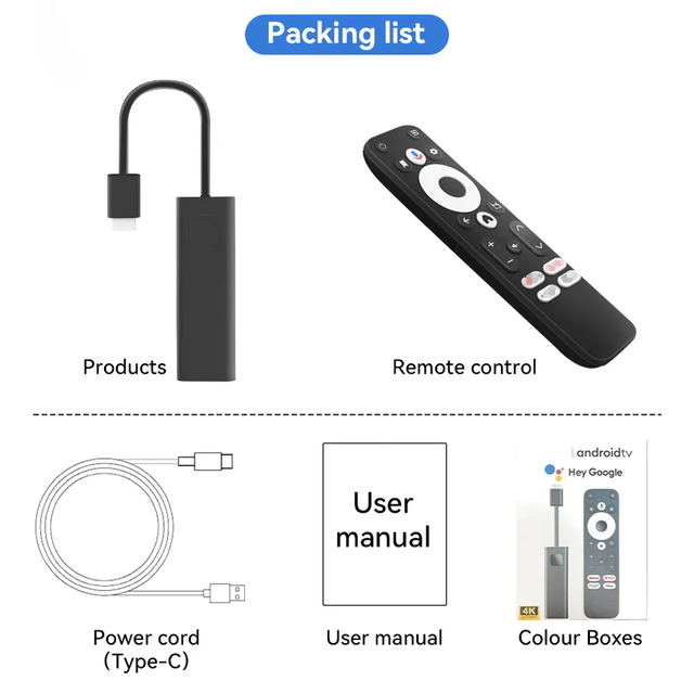 Hot Selling Google Certified TV Stick Android 4K 2GB 16GB Media Streaming Device with BT Voice Control Dual WiFi Support