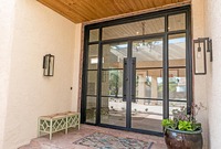 Puerta Francesa Abatible de Hierro Moderna para Balcón, con Vidrio Templado y Acero Personalizado para Exteriores