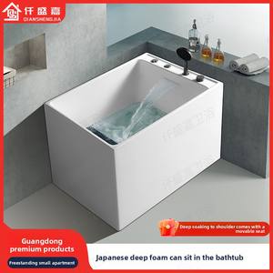 <span class=keywords><strong>Baignoire</strong></span> profonde autoportante de style japonais de <span class=keywords><strong>petite</strong></span> taille 0.7m/1.6m avec siège amovible à profondeur d'épaule pour salle de bain - Product Image 6