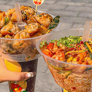 オリジナル制作 カスタム 360ml 500ml 700ml スナック＆ドリンクコンボカップ ミルクティー ジュース フライドポテト スナックドリンクカップ - Product Image 4