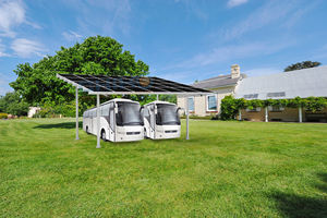 Sistema de cochera de cuatro polos impermeable Bipv acero aluminio tratado térmicamente marco de madera garaje dosel coche refugio PC vela aparcamiento - Product Image 5