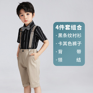 Tuta da ragazzo estiva camicia a righe per bambini di nuova generazione set in due pezzi di abito a sei prestazioni - Product Image 6