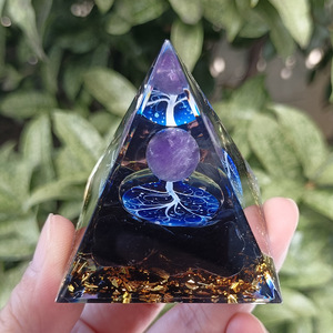 Kogiya <b>Crystal</b> Pyramid Resin Epoxy Ornament Purple <b>Ball</b> White Tree Internal Engraving Home Decoration Desktop Gift - Product Image 3