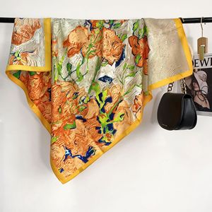 女式条纹大柔软围巾印花油画艺术气质披肩夏季护颈装饰头巾 - Product Image 5