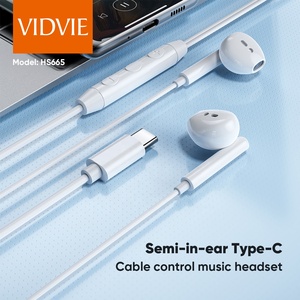 VIDVIE âm thanh kỹ thuật số nửa trong tai audifonos de cáp có dây loại C Bass Tai nghe tai nghe điều khiển với mic - Product Image 2