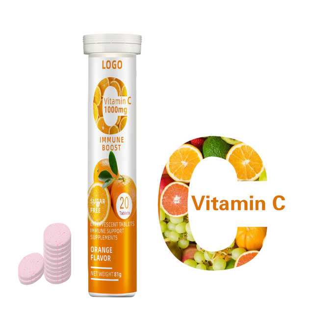 Low MOQ Custom Logo and Flavor Vitamin C 1000mg Effervescent Tablet