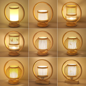 Bán Buôn Thủ Công Mây Tre Đèn Bàn Tự Nhiên Nhà Vườn Phòng Ngủ Trang Trí Châu Á Bàn Làm Bằng Tay Wicker Đèn Bàn - Product Image 3