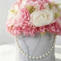 Bouquet de roses éternelles – Composition florale ronde de fleurs séchées pour décoration de table, maison, mariage et fêtes