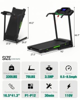 Caminadora Eléctrica Plegable con Inclinación, Capacidad de Peso de 330 Libras, Máquina de Correr Compacta para Gimnasio en Casa, para Uso en Interiores
