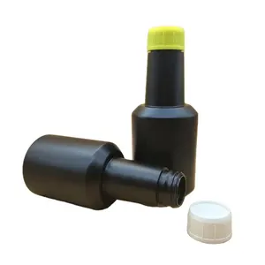 Botella vacía de plástico HDPE para productos químicos, contenedor de plástico negro mate de 500ml y 16oz