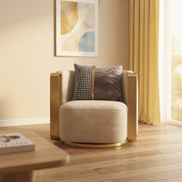 Fauteuil pivotant moderne de salon, chaise individuelle de luxe avec structure en métal doré et acrylique pour salon, fauteuil pivotant Teddy