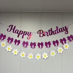Birthday Banner Glitter <b>Bows</b> Arch Shape Durable Party Decorations Birthday Occasion - Product Image 2