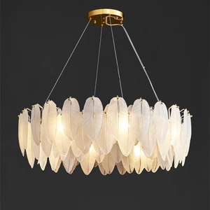 Vente <span class=keywords><strong>en</strong></span> gros de luminaires suspendus de luxe couleur or <span class=keywords><strong>en</strong></span> plumes de verre, luminaires décoratifs au plafond - Product Image 2