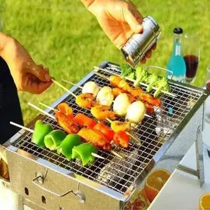 Parrilla Plegable Portátil de Acero Inoxidable para Barbacoa y Horneado, 35x27.5x19.5cm, Combustible de Carbón, Cocina Compacta para Acampar al Aire Libre - Product Image 3