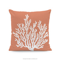 Housse de coussin carrée 18x18 pouces en lin moderne, motif corail et étoile de mer, thème marin et côtier, pour la décoration de la maison et du salon